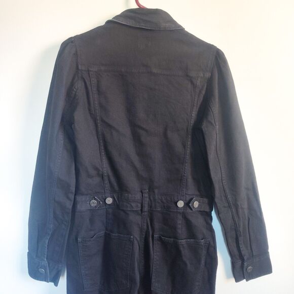 New Gap Jumpsuit Denim Size 4 Western Bootcut Black Puff Long Sleeve Stretch NWT - Picture 9 of 15